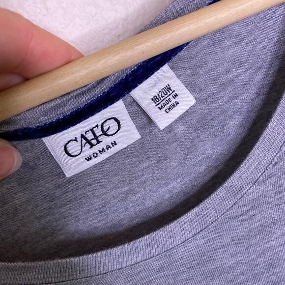 Cato Gray Scenery Embellished Long Sleeve Tee 18/20W - Picture 2 of 10